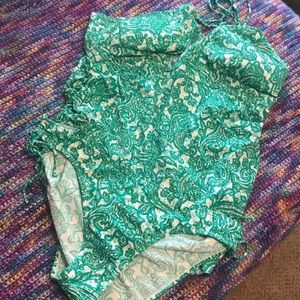 Green paisley maternity swimsuit